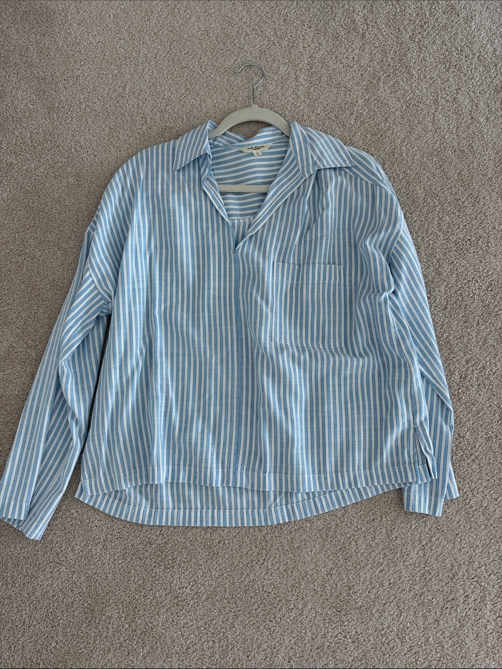 Max Studio Blue & White Stripe Casual Button-Down Shirt